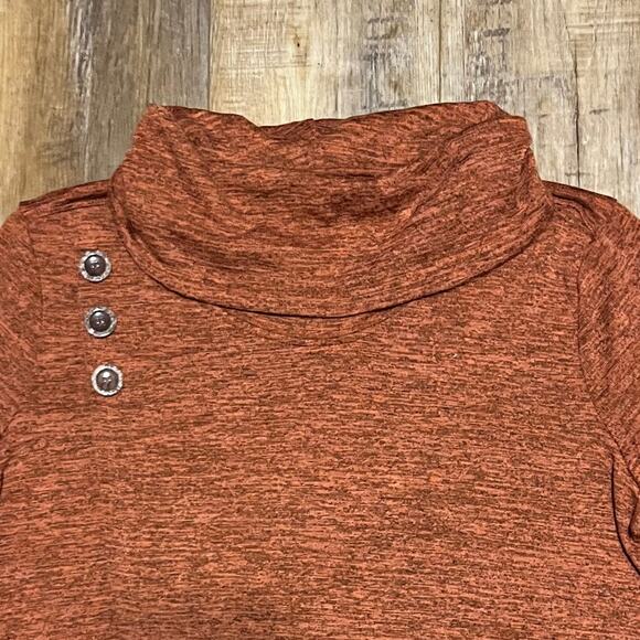 Ali Miles Lagenlook Boho Cowl Neck Tunic Sweater Size Xl Orange Oversized Cozy - Picture 3 of 7